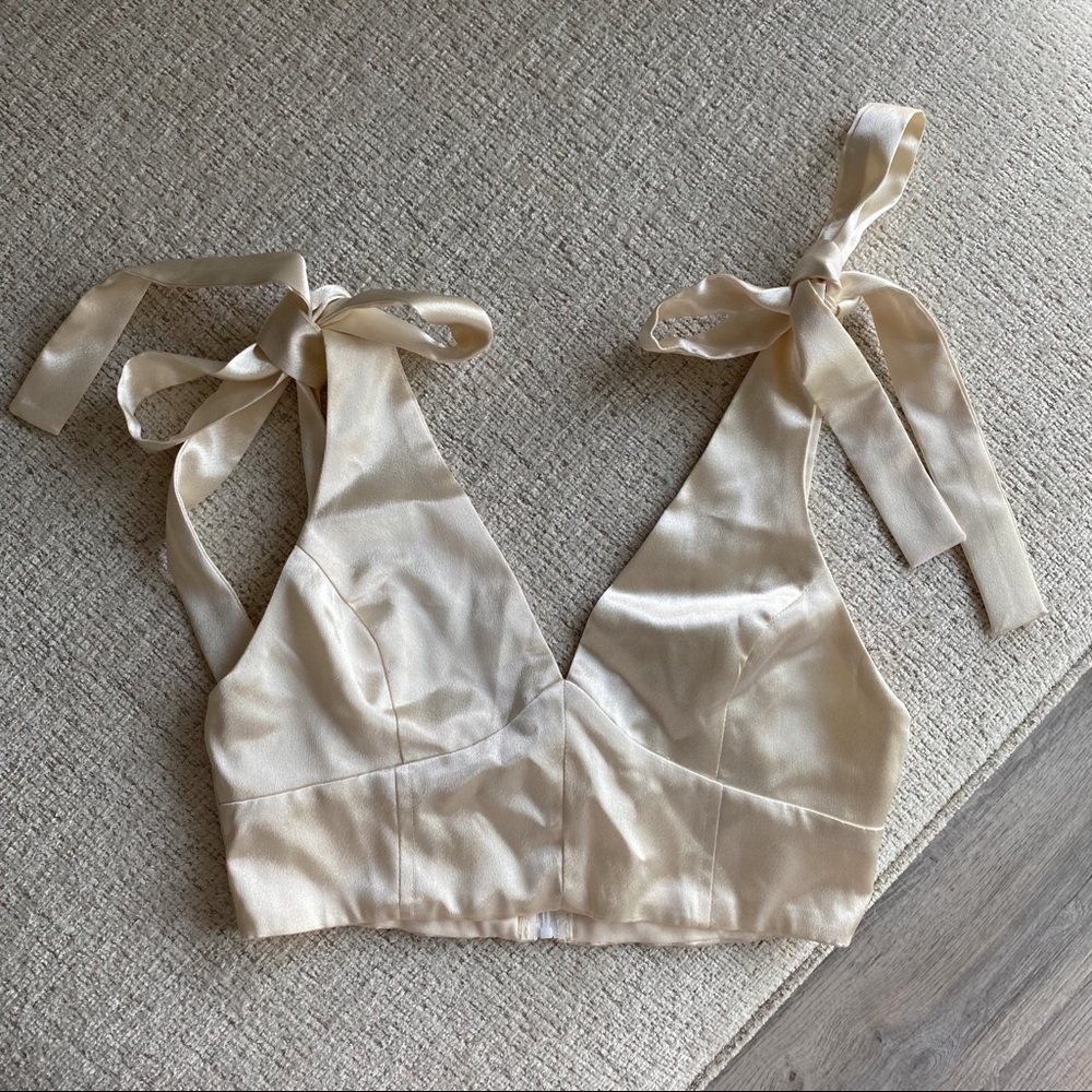 Nasty Gal Cream Satin Crop Top